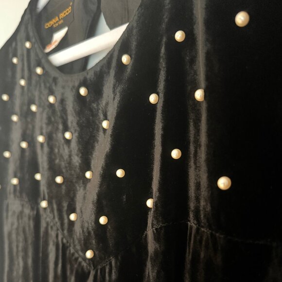 Donna Ricco Black Velvet Cocktail Dress Size 10 - Picture 2 of 3